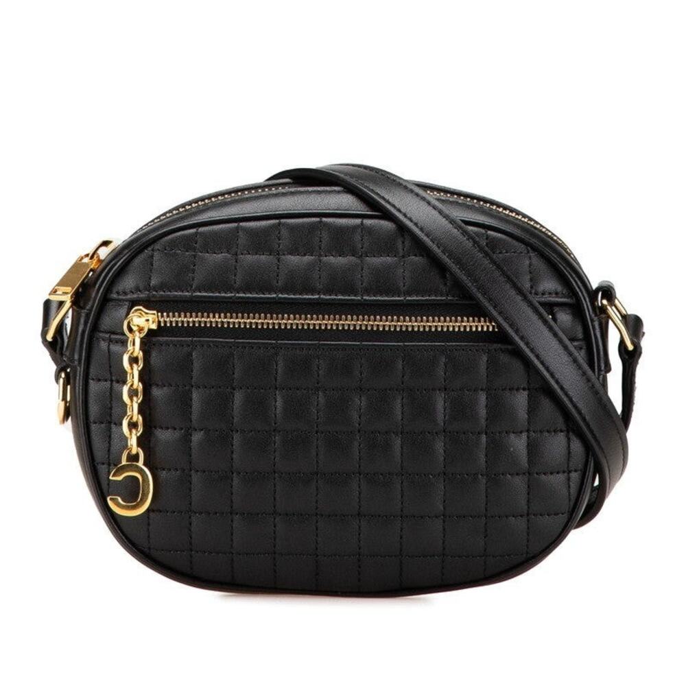 Celine C Charm Small Camera Bag Leather Shoulder Bag Black